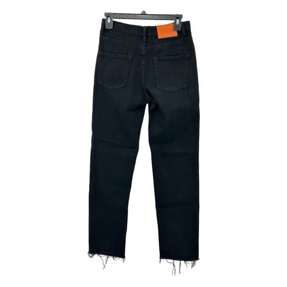 Princess Polly Jeans Womens 4 Black Denim Distressed High Rise Button Fly Grunge - Picture 4 of 8